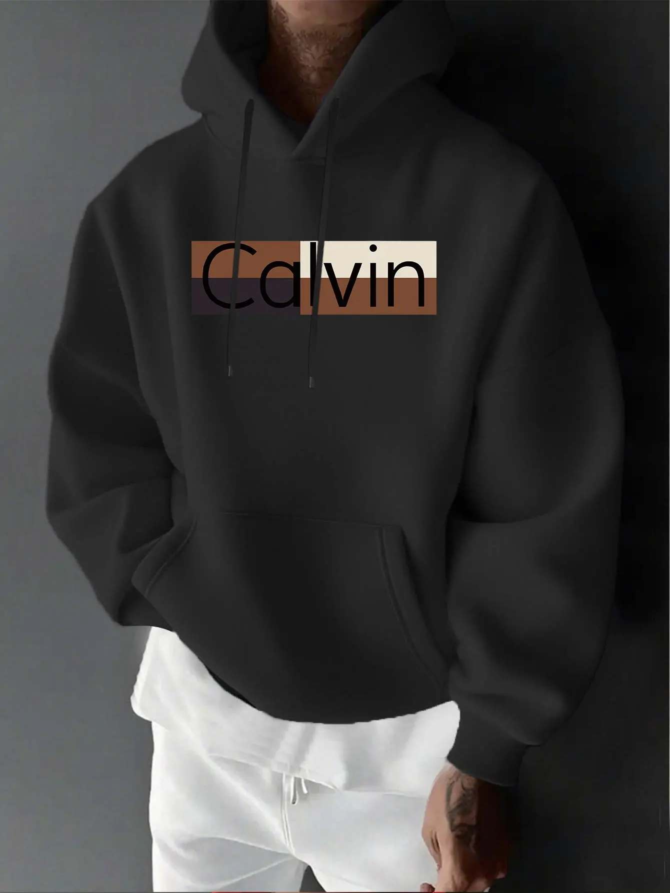 Versatile commuting casual printed sporty outdoor men's long-sleeved hooded pullover hoodie men's outerwear top fall/winter