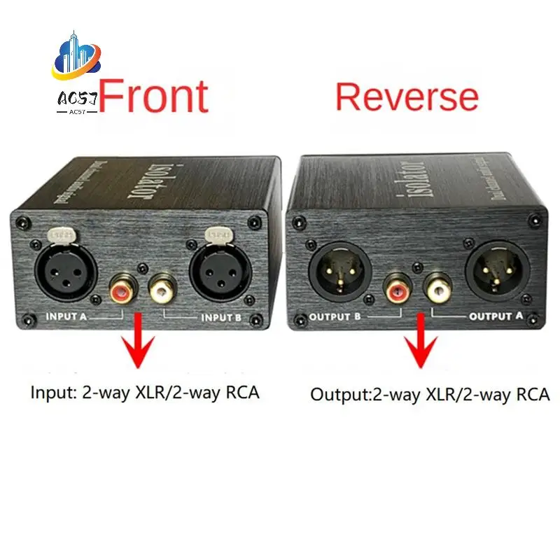 AC57-XLR-2R XLR RCA Audio Noise Isolator To Eliminate Common Ground Current Sound Anti-Interference Transformer Isolator