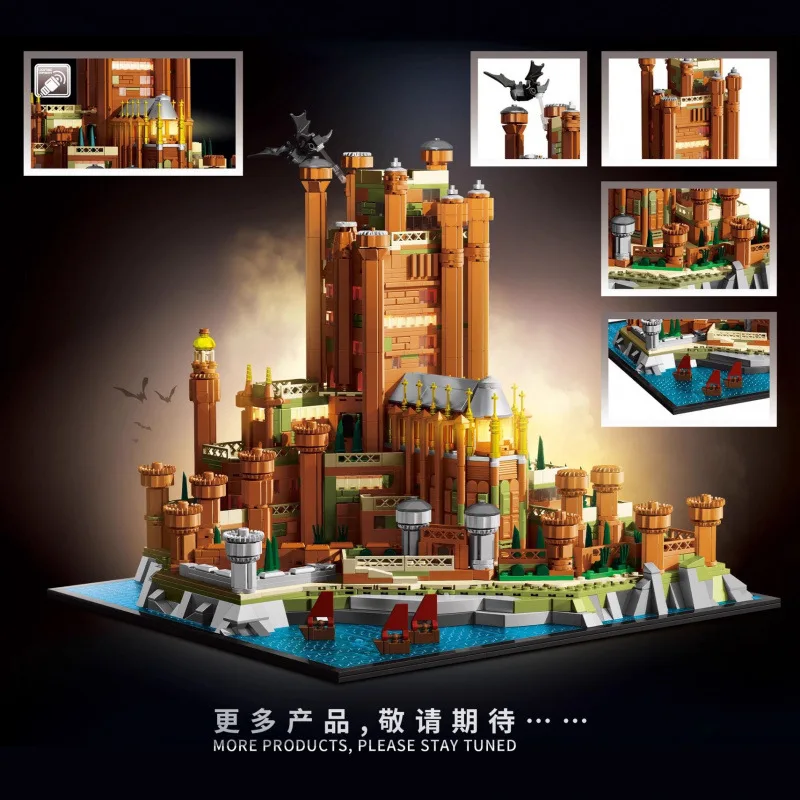2374 قطعة نموذج القلعة الحمراء بناء مشهد الشارع كتل تجميع لعبة إبداعية هدية للأولاد لعب ألغاز المناظر الطبيعية المعمارية