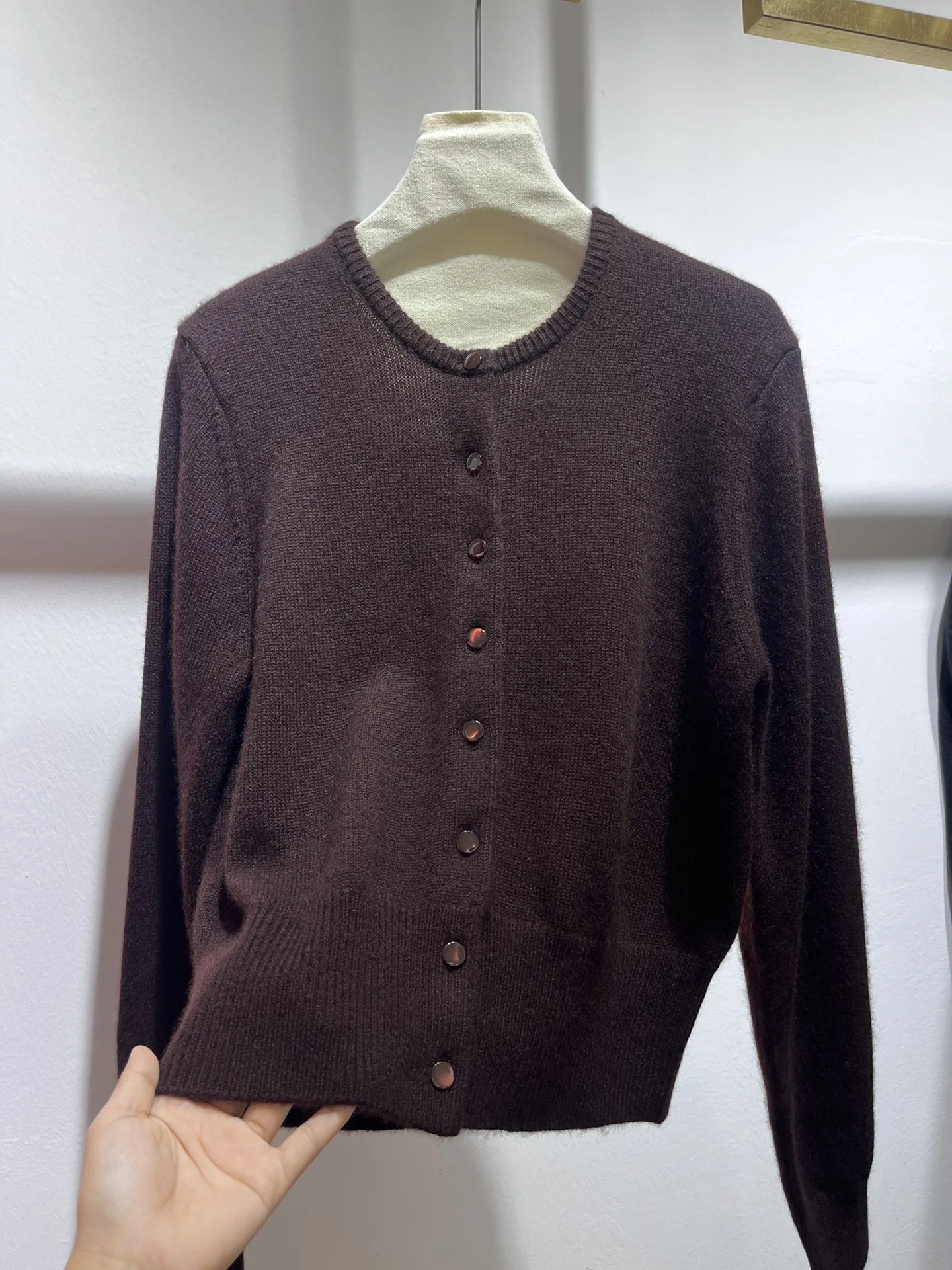 

Women's Pure Cashmere Knitted Cardigan Autumn Round Neck Single Breasted Long Sleeve Casual Female Sweater