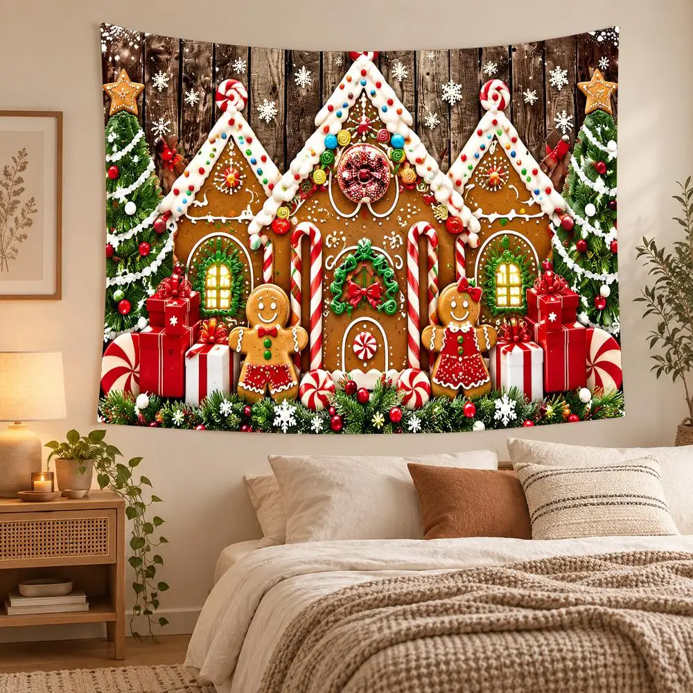 Christmas Festive Ornament Frames Tapestry Custom Living Bedroom Party Dormitory Interior Wall Bohemian Decoration Attached Clip