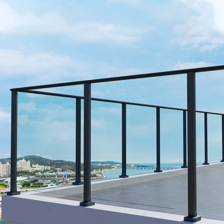 التخصيص في الهواء الطلق الفولاذ المقاوم للصدأ درابزين الدرج آخر الزجاج شرفة الدرابزين سطح السفينة درابزين