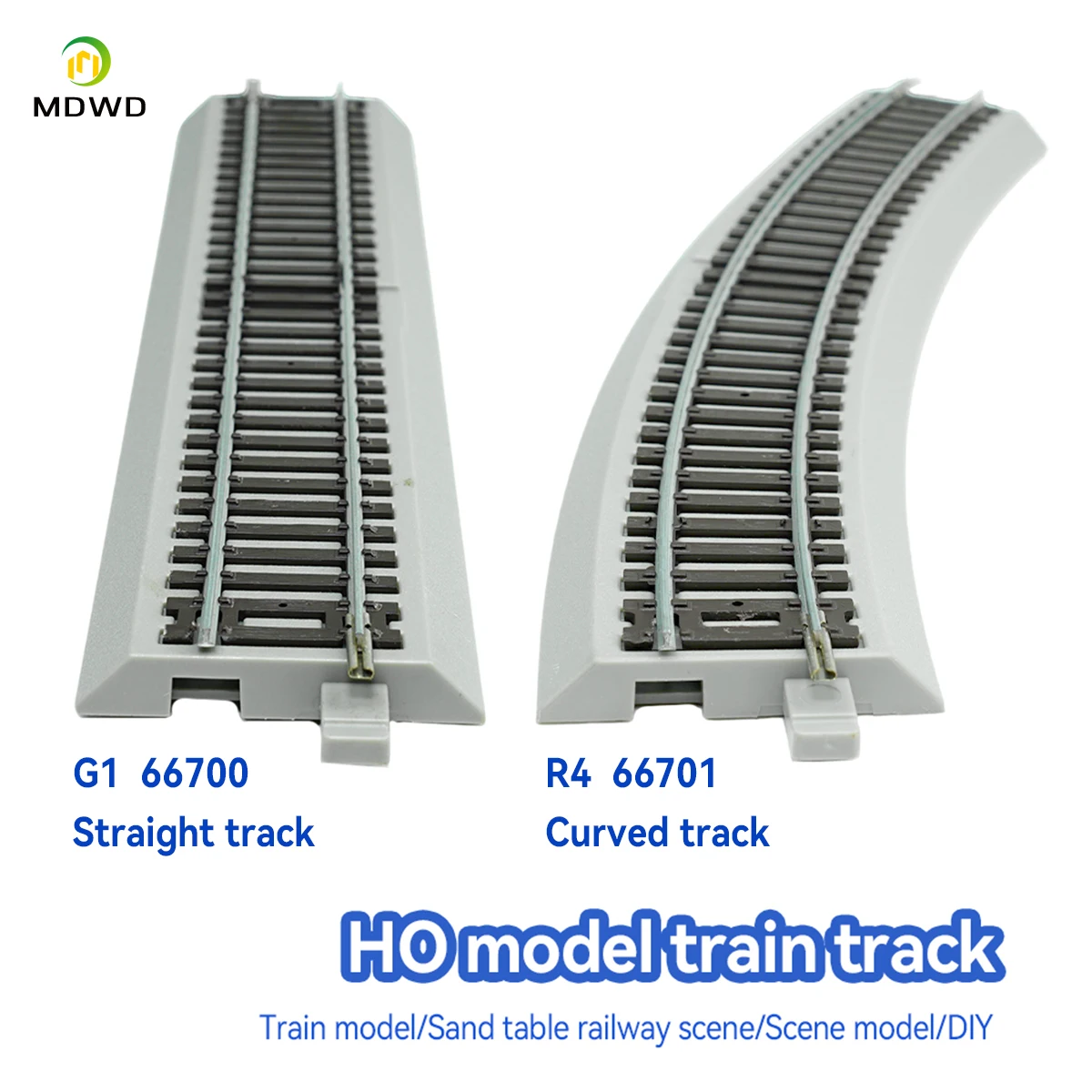 

Track HO 1/87 New Version Simulation Cement Sleeper Nickel Alloy 18-inch Curved Track Train Model Track 4 Roots