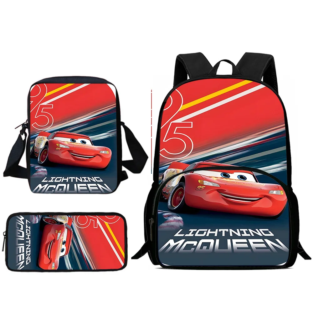 3Pcs Set Lightning McQueens Child Backpacks Shoulder Bag Pencil Case Pupil Large Capacity School Bags for Boys Girls Best Gift