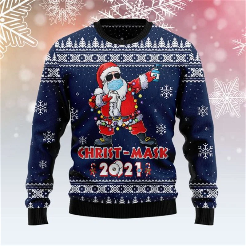 

Christmas Pullover Ugly Sweater Men Women Clothes Father Christmas 3D Printing Women Crewneck Sweatshirt Casual Man Sweater Tops