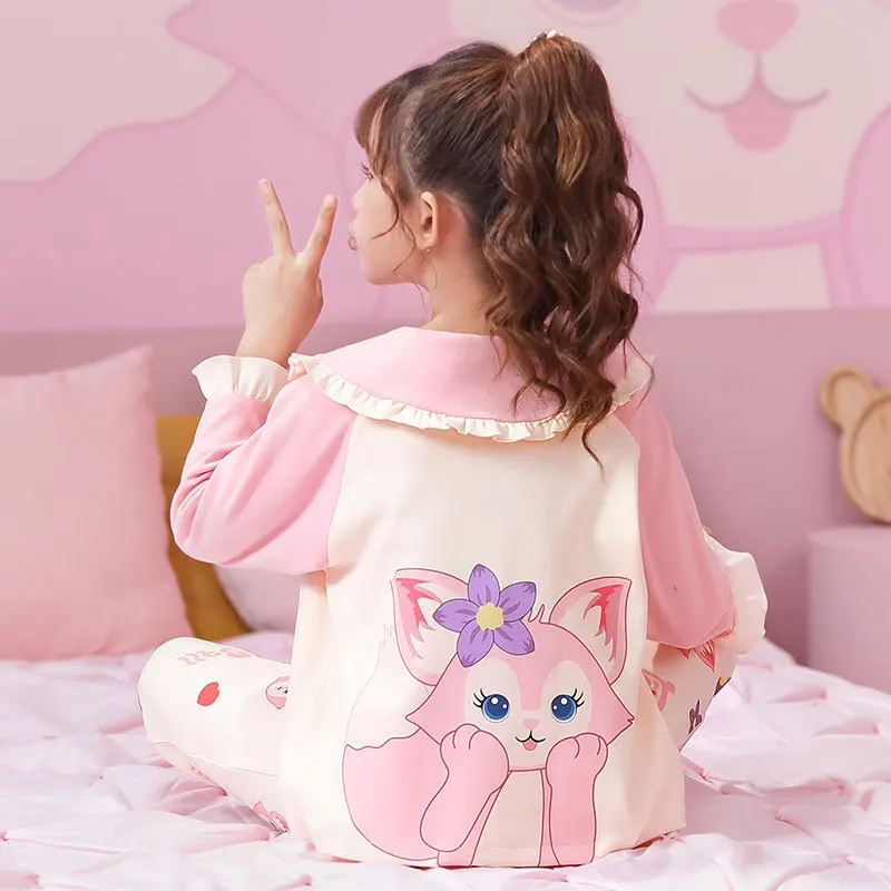 Pijama Sanrioed de manga larga para niños, pantalones de Anime Cinnamoroll Kawaii, ropa de dormir para el hogar, 2023