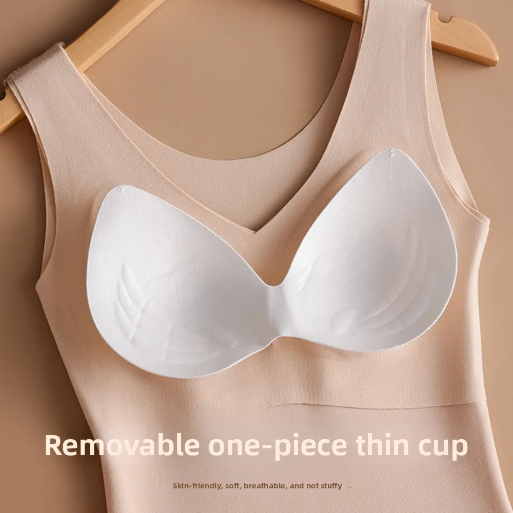 Camisola térmica adelgazante de lana de terciopelo con copas acolchadas, Tops cortos moldeadores de cuerpo posparto, tanques con Control de barriga