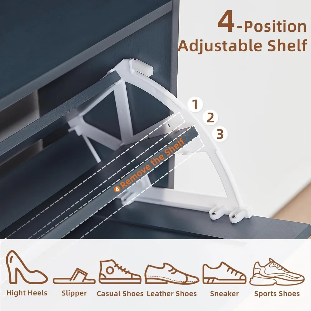 Quality productShoe Storage Cabinet with 2 Flip Drawers,Farmhouse Narrow Shoe Organizer with Legs,Freestanding Hidden Slim Shoe