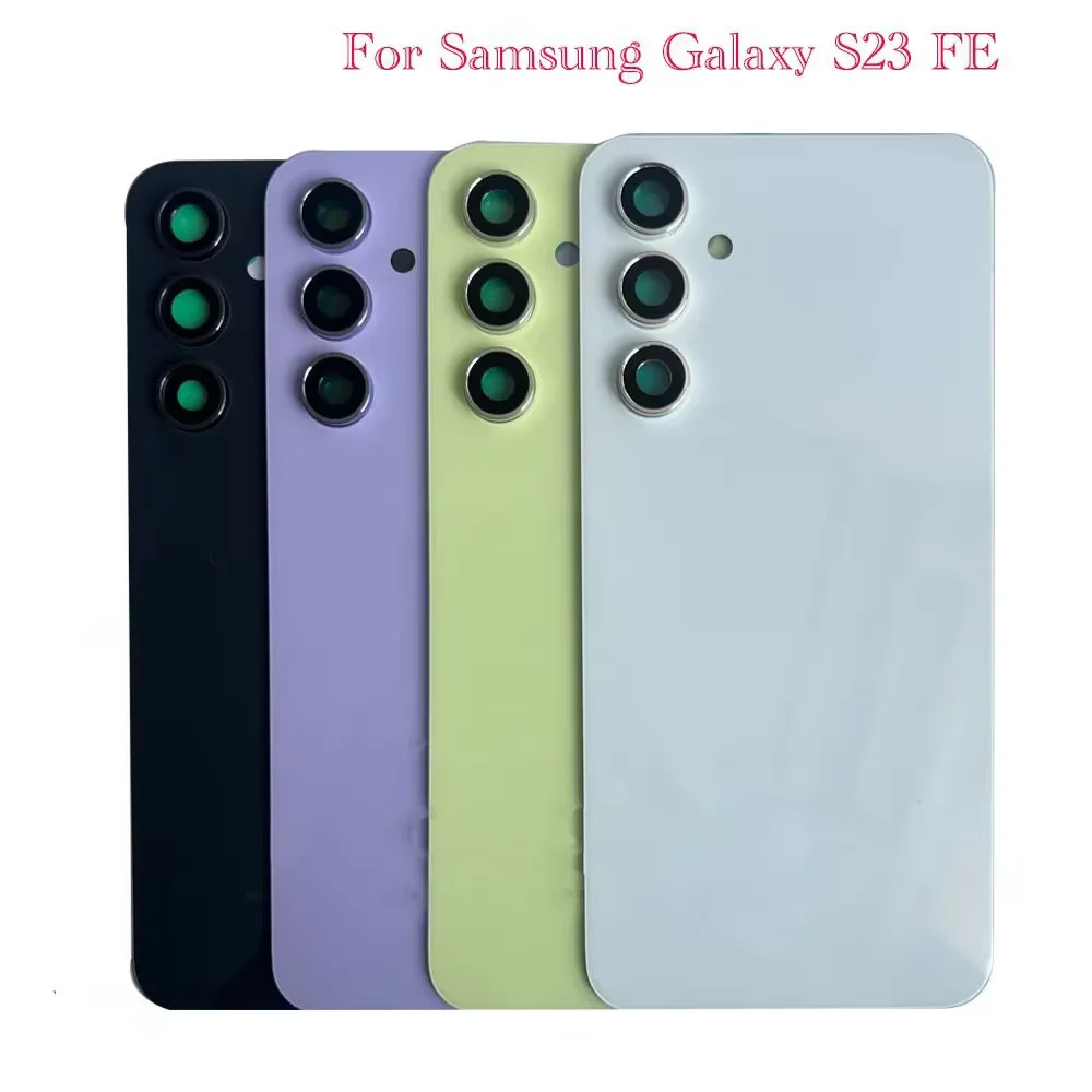 For Samsung Galaxy S23 FE Glass Battery Cover Back Lid Door S23 FE Rear Housing Shell Case + Original Camera Lens Adhesive LOGO