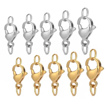 25 個ステンレス鋼ロブスタークラスプ丸カンフックコネクタブレスレットネックレスチェーン DIY ジュエリー作成所見用品