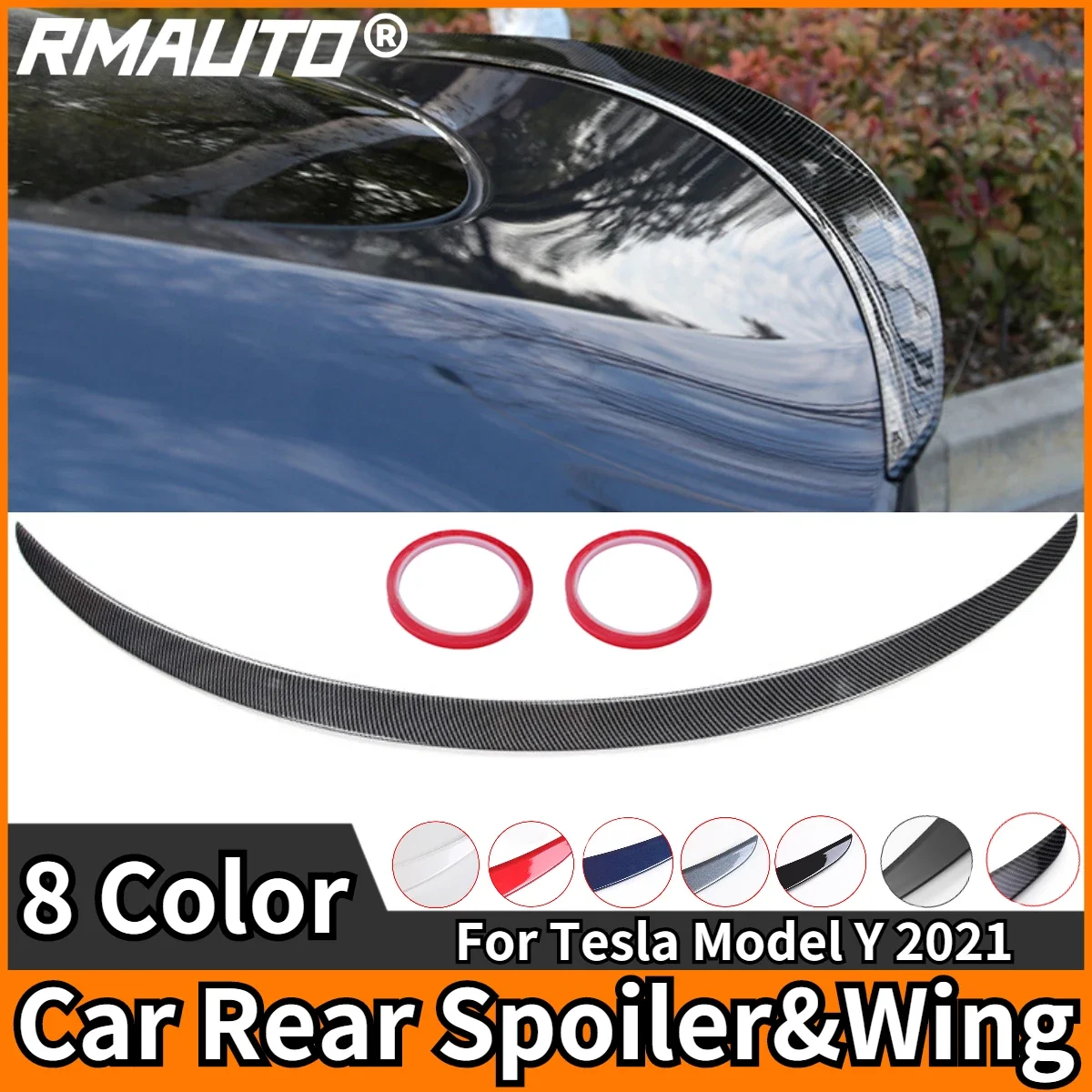 

RMAUTO Carbon Fiber Car Rear Trunk Spoiler Performance Type For Tesla Model Y 2021 Spoiler Wing Rear Trunk Lip Car Body Styling