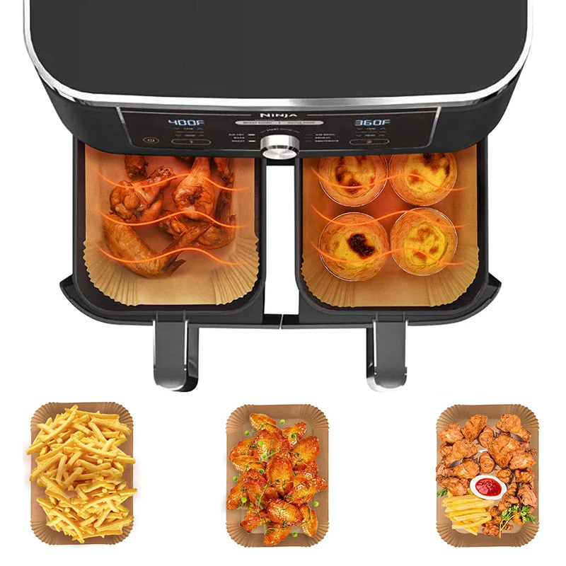 Rettangolo usa e getta Airfryer fodera in carta da forno impermeabile antiolio antiaderente tappetino da forno per accessori per friggitrice ad aria