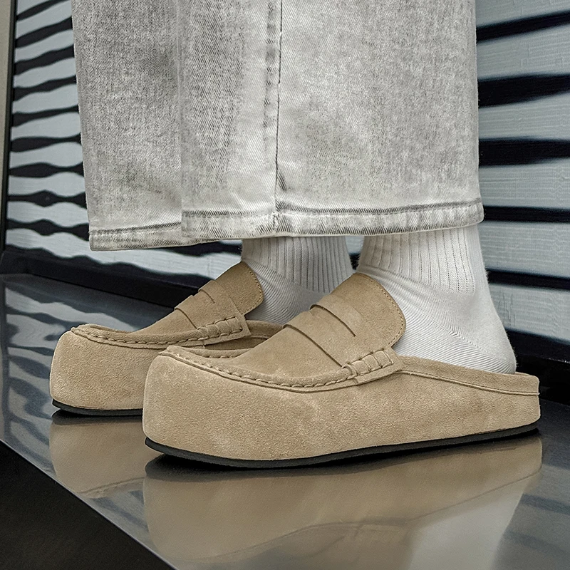 Wygodne męskie kapcie Birkfoot, retro, matowe, zamszowe wsuwane klapki, przewiewne, miękkie drewniane chodaki, idealne dla leniwych.