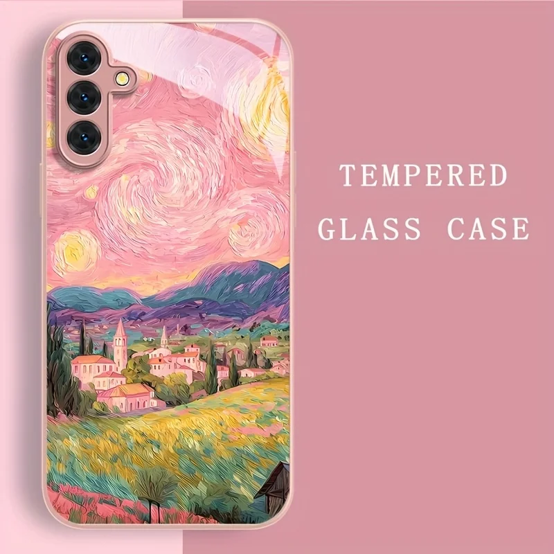 Metallic Paint Tempered Glass Phone Case Suitable for Samsung Galaxy S26/S25/S24/S23/S22/S21 and other models