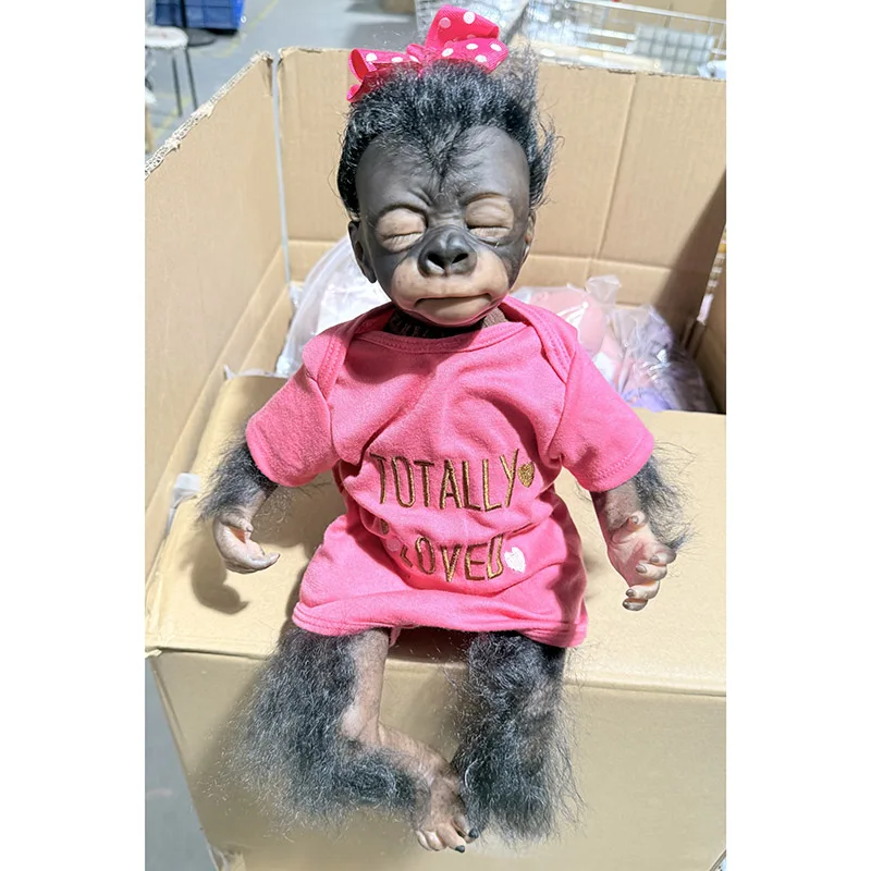 18 Inch 45cm Cotton Body Monkey Handmade Reborn Monkey Soft Silicone Collectible Art Doll