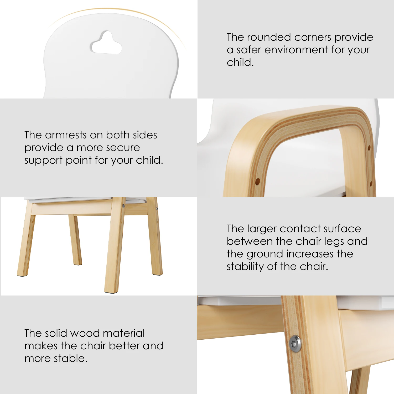 Getone Lot de 4 Chaises Enfant, Chaise pour Enfants avec Accoudoirs, Hauteur Réglable, Blanche