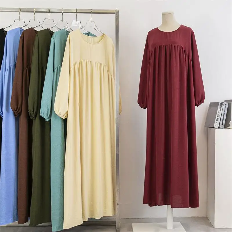 Women Dress Loose Large Size Long Sleeve Solid Color Pullover Robe Spring Autumn Korean Version Maxi Dresses vestidos de mujer