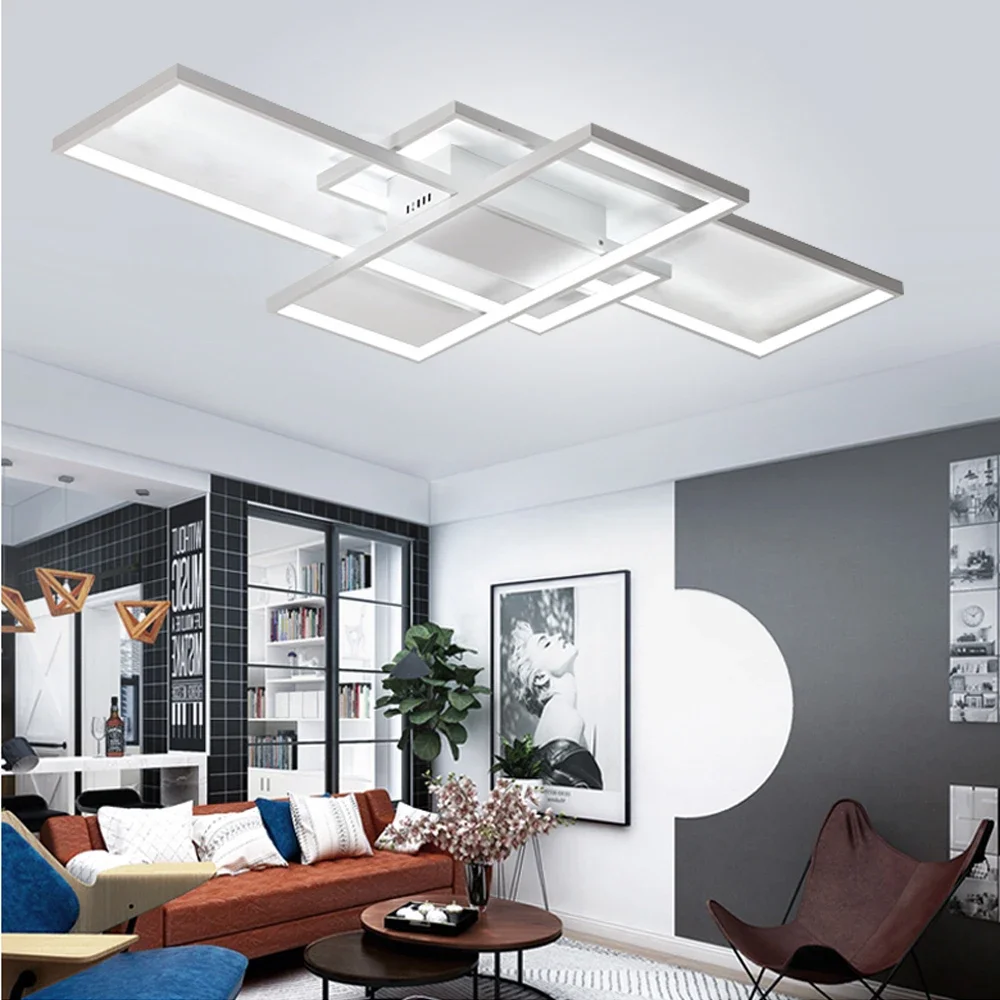 

LED Ceiling Light, 80W White, 90x50cm, Painted Aluminum for Living Room，offering bright white light for clear visibility