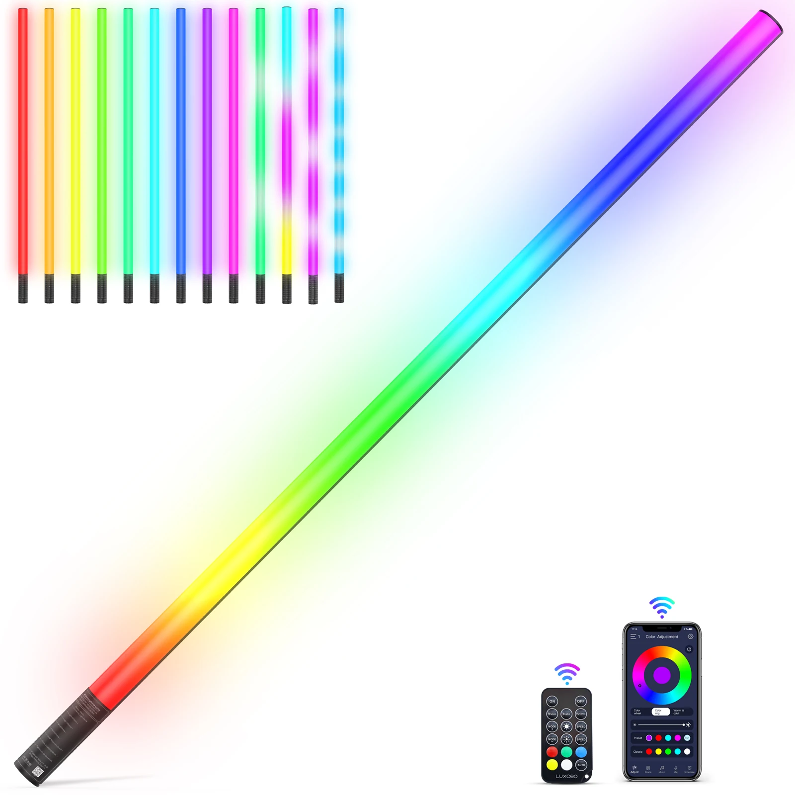 

LUXCEO Mood1S RGB светильник Stick, 47,24 дюймов, управление через приложение, лампа для создания атмосферы, освещение для фестиваля, танцевального клуба, фотографии