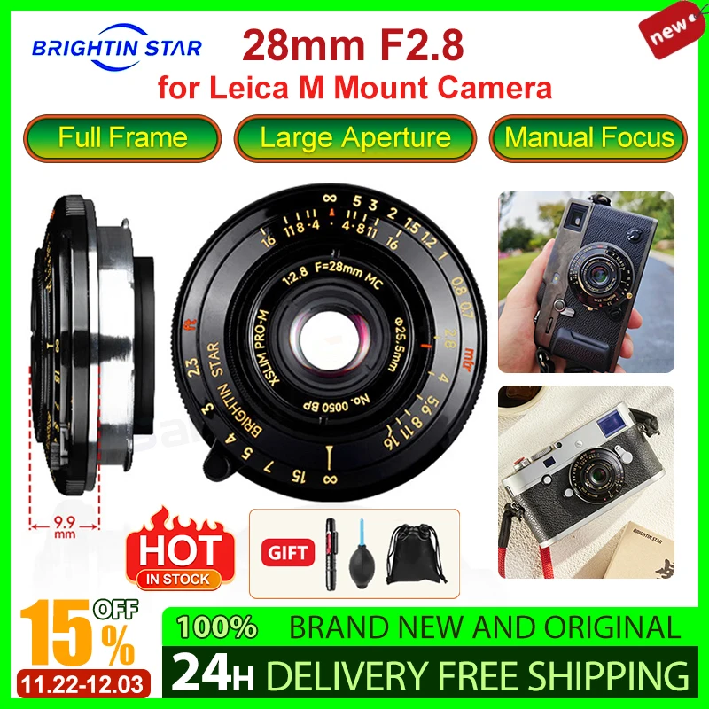 Brightin Star 28mm F2.8 Full-Frame Wide-Angle Humanistic Lens Suitable for Leica M-Port Leica Camera