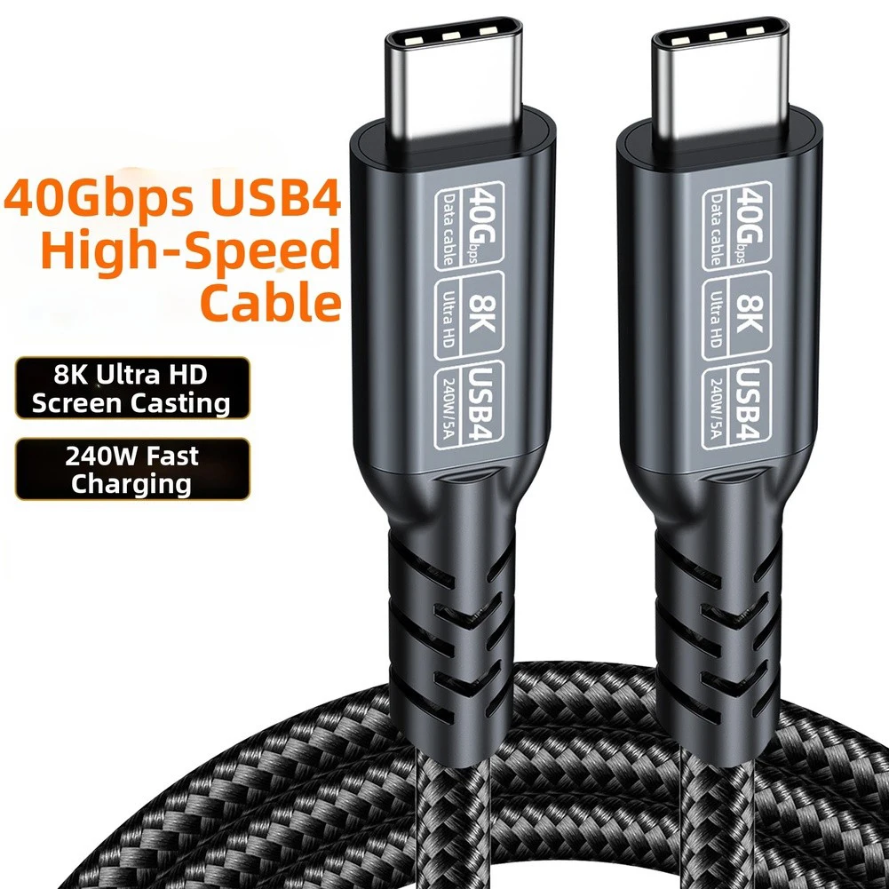 For USB4 Multi-Functional Data Cable Compatible With USB-C Devices For 40Gbps And 8K Display Use Nylon