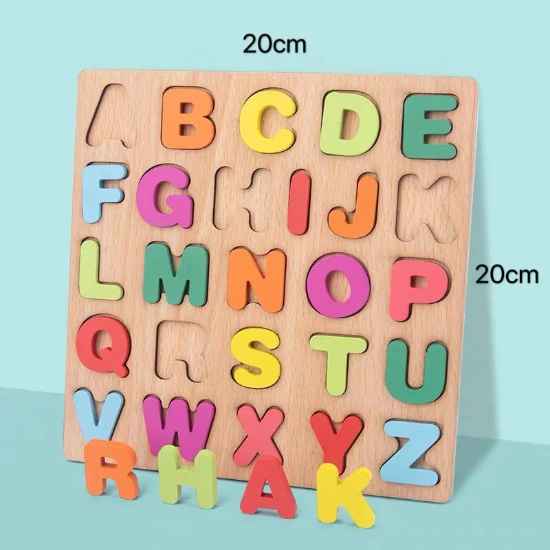 

Children's games rompecabezas Alphabet Digital Puzzle Wooden Toys Kid Number Letter shape Matching Jigsaw Board