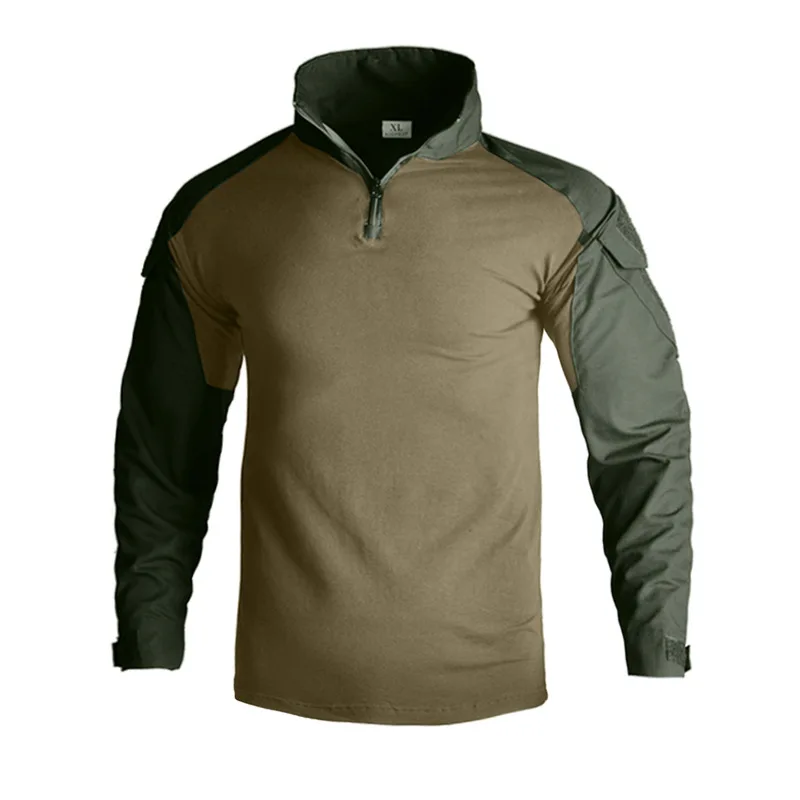 Tactical Half Zipper Long Sleeve T Shirts Mens Outdoor Commuting Training Hiking Fishing Elasticity Slim Long T-shirts Male Tops image 5