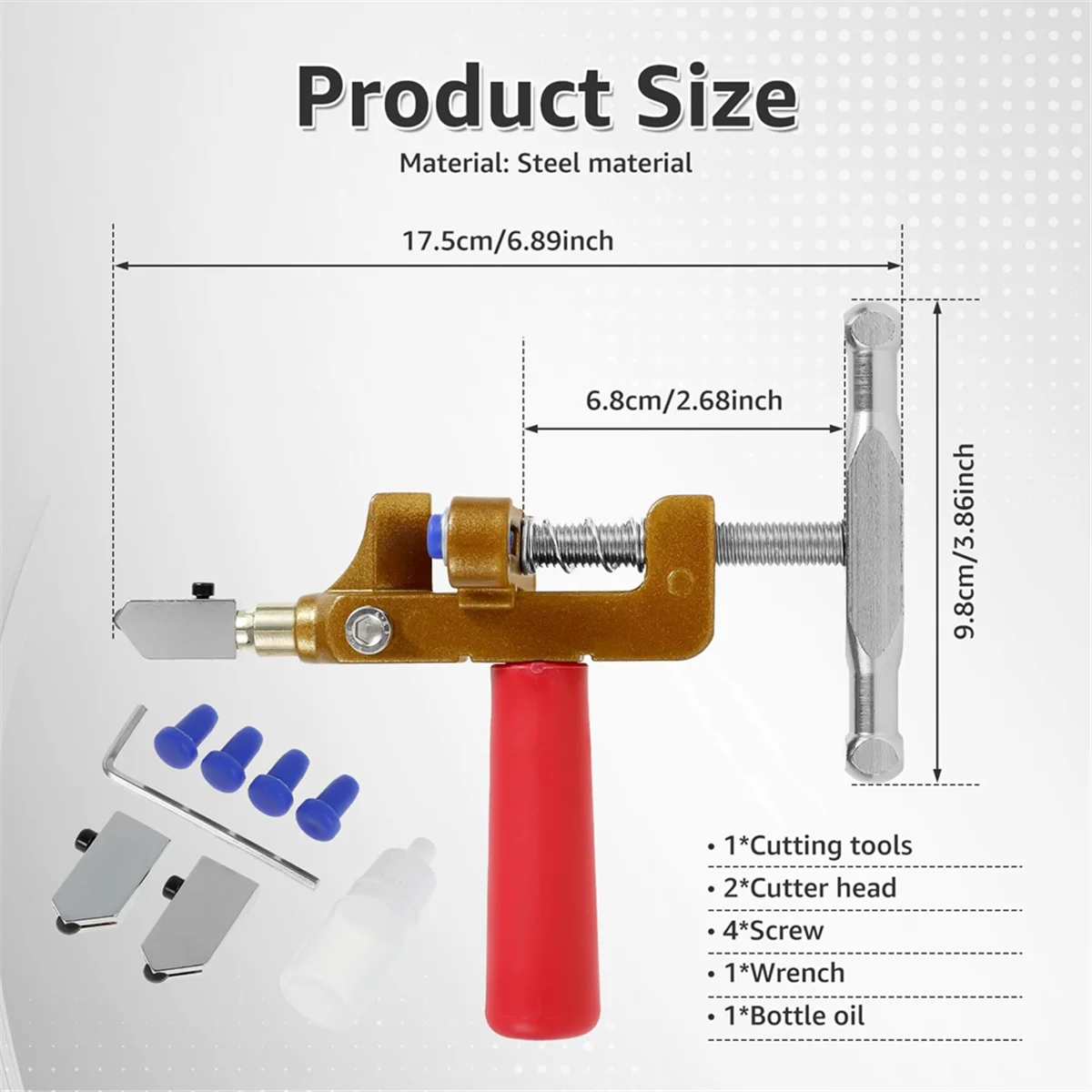 ABNJ Tile Cuttter with Tungsten Steel Blade, 2-in-1 Manual Glass Cutter Tool with Breaking Pliers, Portable Glass Knife