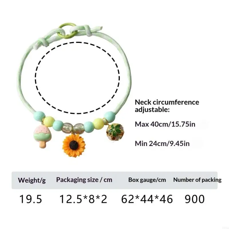 Colorful Bead Pet Collar Cartoon Pendant Neck Collar For Dog Cats Party Necklace