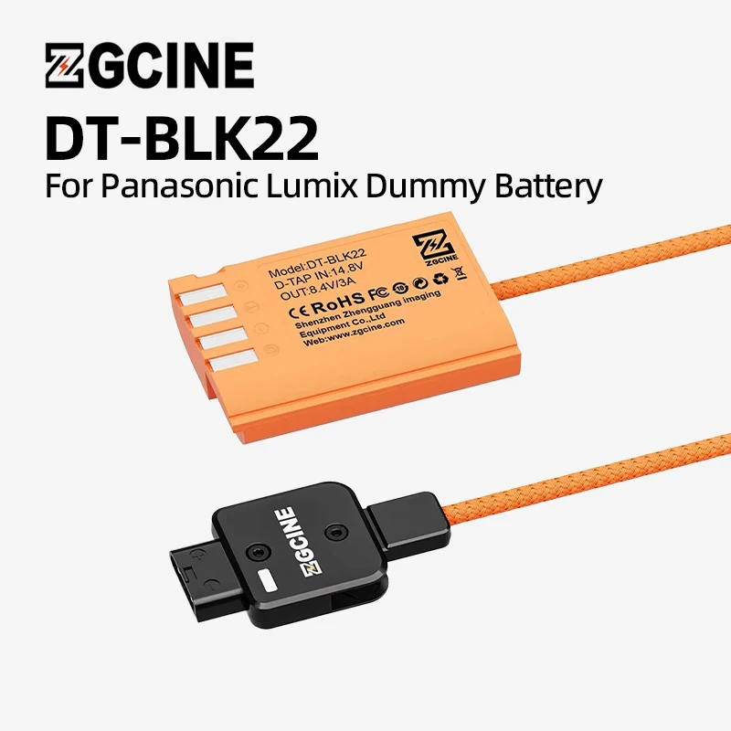 ZGCINE D-Tap to Panasonic DMW-BLK22 Dummy Battery with Braided Power Cable (23.6') for Panasonic GH5 GH5S G9 LUMIX S5 II