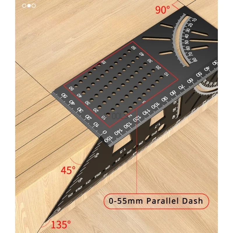 Righello di misurazione delle dimensioni quadrate per la lavorazione del legno righello a T con angolo di 45/90 gradi strumento di misurazione