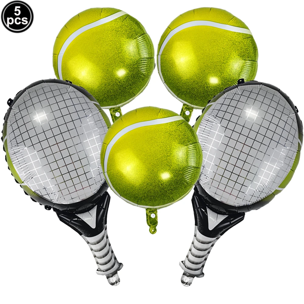 Racket Tennis Ball Foil Balloons Golden Trophy Balloons Boys Baby Shower Tennis Ball Sports Themed Party Birthday Decorations