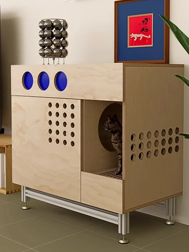 Vintage birch ocean board Bauhaus side cabinet integrated storage rack against the wall furniture cabinet rack