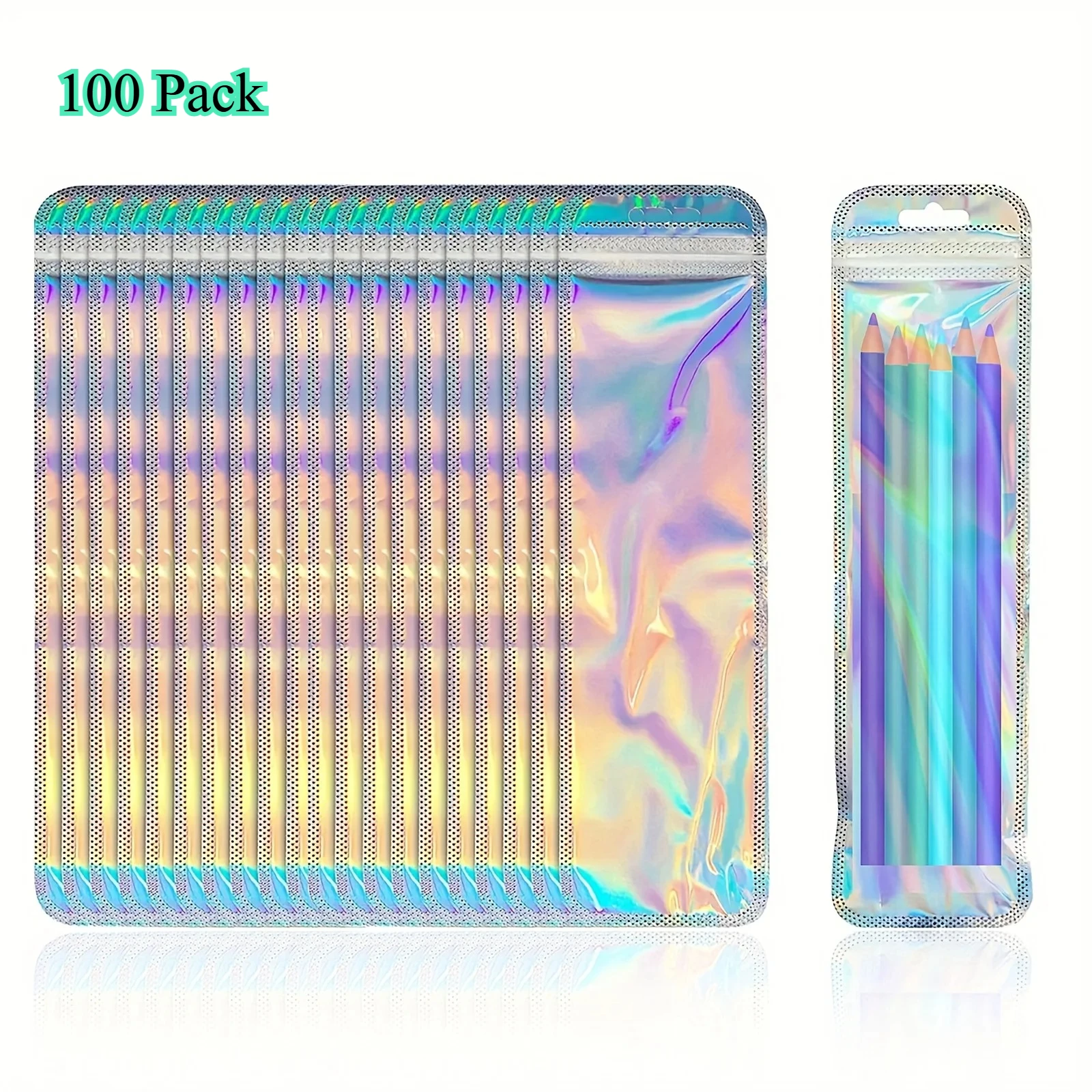 

100pcs Holographic Laser Bags Ziplock Laser Color Seal Pouch For Party Girls Gifts Packaging cosmetic Storage Bag Jewelry