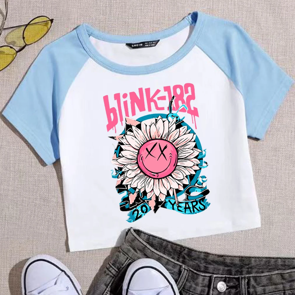 Blink 182 Crop top 20 anni Tour Crop top regalo per Blink 182 Fan Blink 182 Merch o-collo maniche corte Crop top