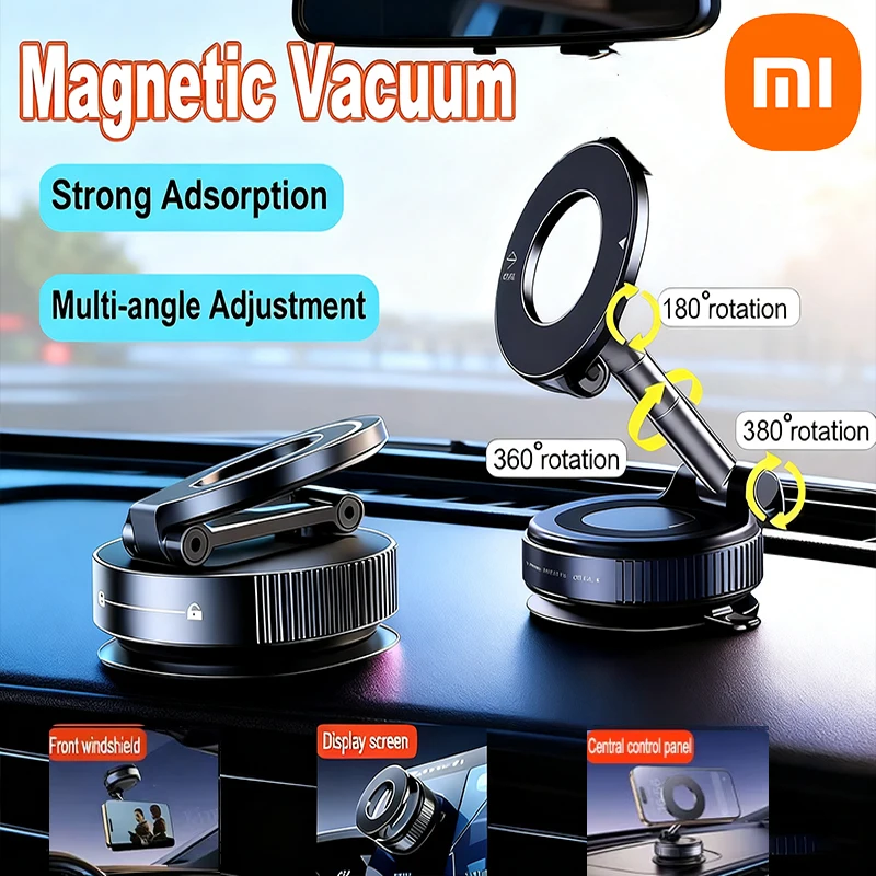 Xiaomi Magsafe حامل هاتف السيارة شفط كأس فراغ حامل الهاتف المغناطيسي 360 °   حامل هاتف قابل للدوران وقابل للطي جديد