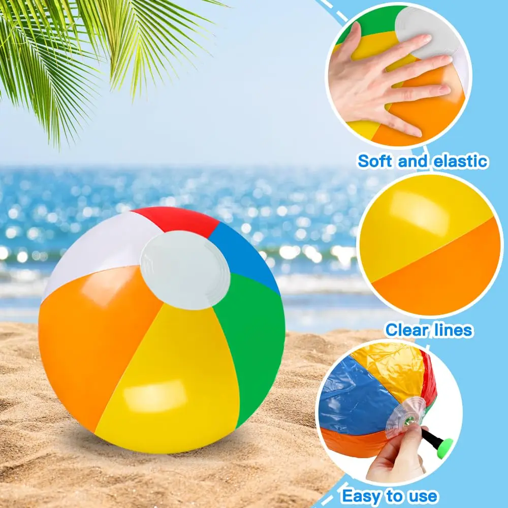 Bolas De Praia Infláveis De Verão Para Crianças, Piscina De Arco-Íris, Brinquedos De Jogos De Água, Fontes De Festa, Decorações, Em Massa, 12 ", 24 Pacote