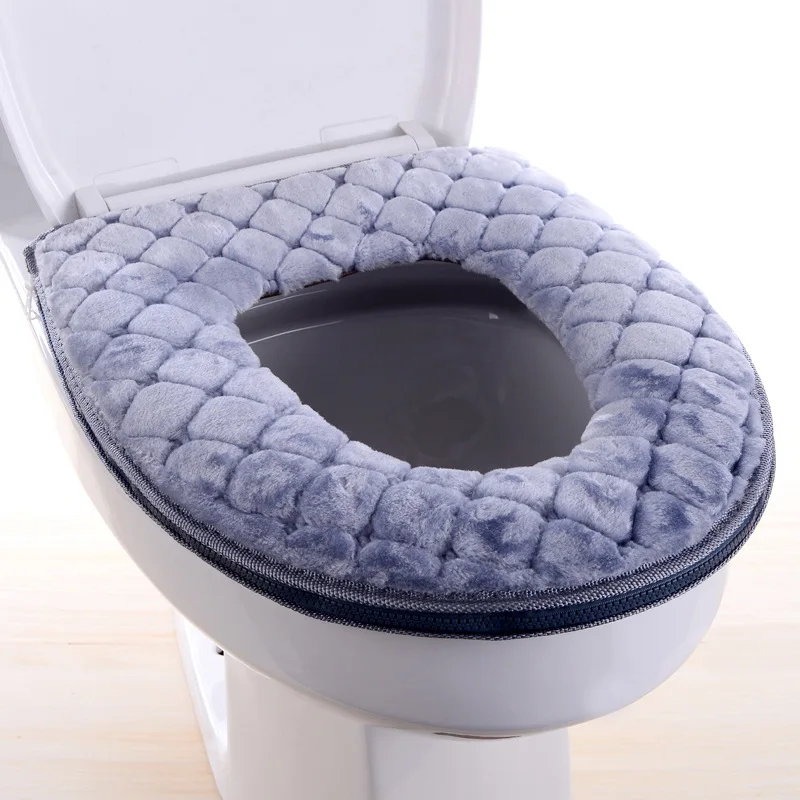 Universal Toilet Seat Cover Soft Warm Mat Washable Removable Zipper Cover Bathroom Aceesories Toilet Lid Pad Case Cushion