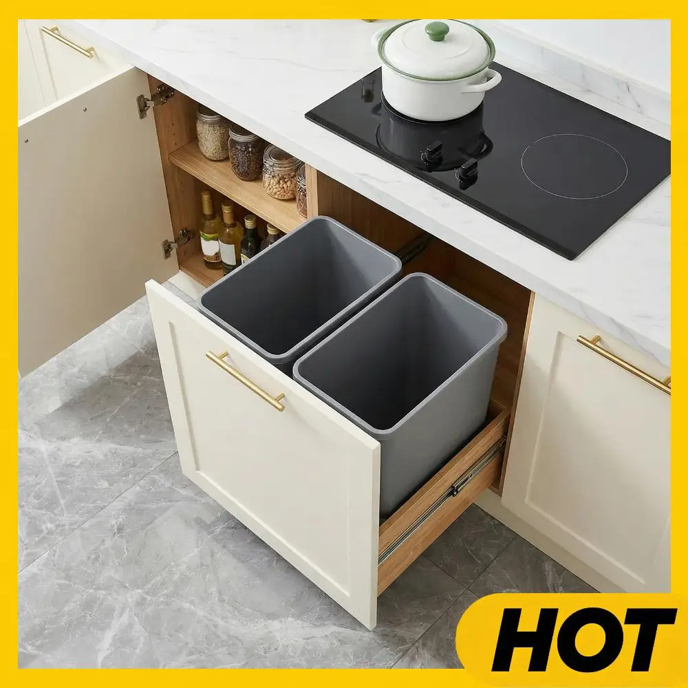 

10 Pack 35 QT Rubbish Waste Dustbin Easy To Clean High Capacity Garbage Can for Bathroom Laundry Living Room Home Workspace