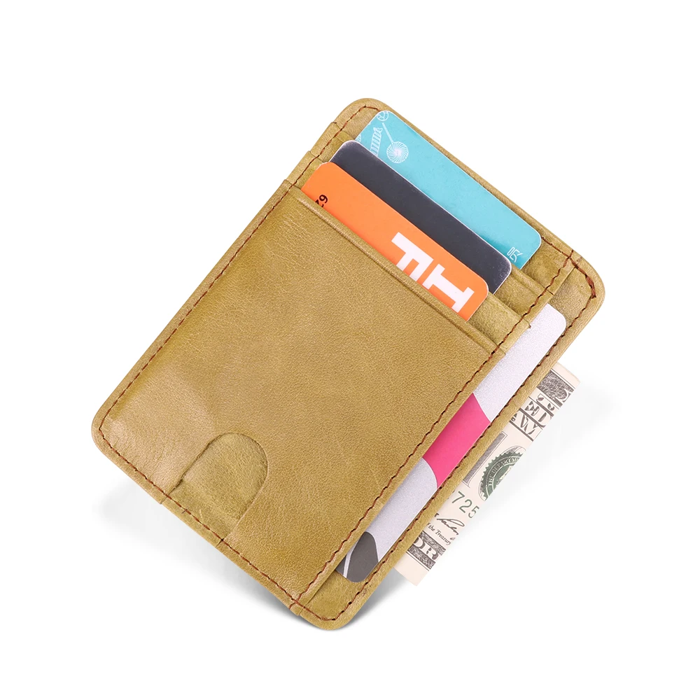 

Genuine Leather RFID Women's Wallet Zero Wallet Anti Magnetic Card Bag Cowhide Cute ladies Card Clip Sleeve Multi Card Slot