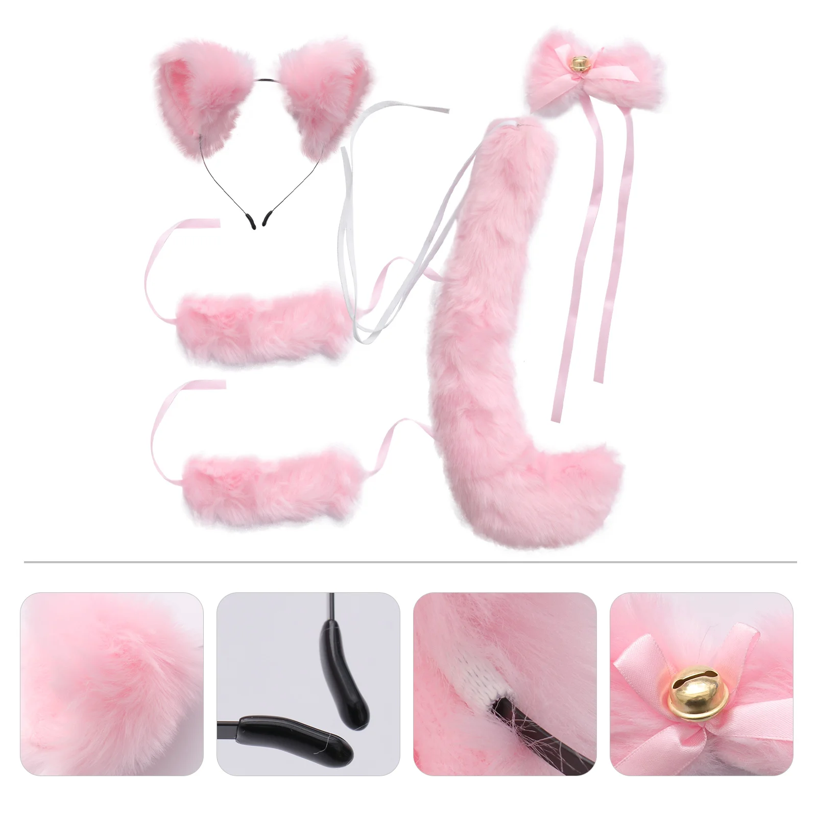 Fox Ears Tail Suit Cosplay Supplies Foxtail Neckwear Hand Balls Costume Kit Plush Accessories Party