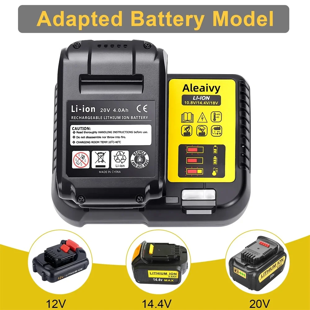 

2A Lithium Battery Charger For Dewalt 10.8V 12V 14.4V 18V 20V DCB206 DCB205 DCB204 DCB203 DCB120,DCB107 DCB115 DCB105