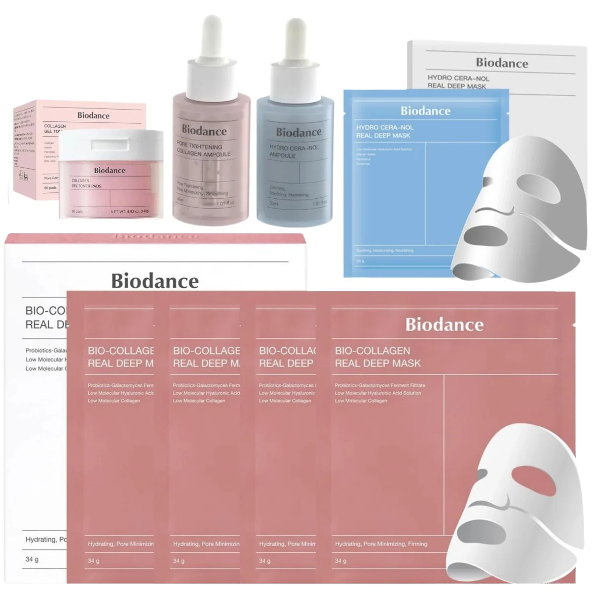 Masque Visage Bio-Collagène Réparateur Apaisant à l'Ampoule Essentielle Hydratante Raffinant les Pores Soin Coréen pour la Peau