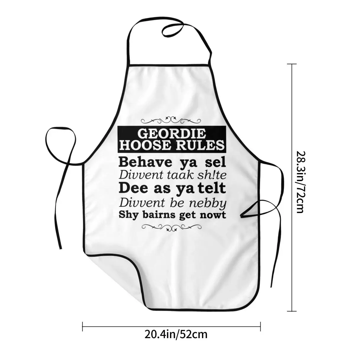 Geordie House Rules Apron Chef Cooking Baking Tablier Sleeveless Bib Kitchen Cleaning Pinafore for Women Men Gardening