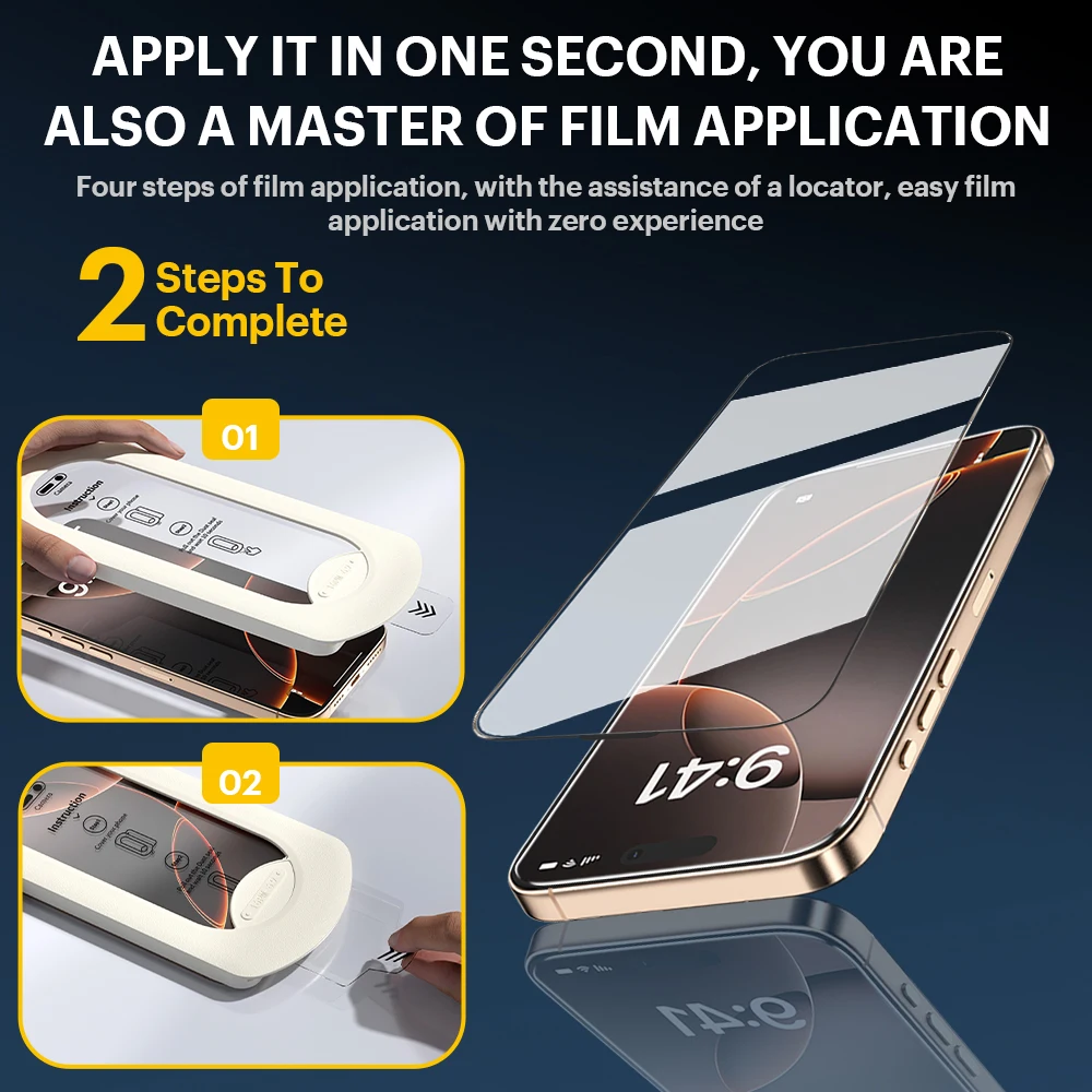KODAK 2pcs Anti peep Screen Protector for iPhone 16 13 12 14 15 Pro ProMax Plus Dust Free Tempered Glass With Installation Tool
