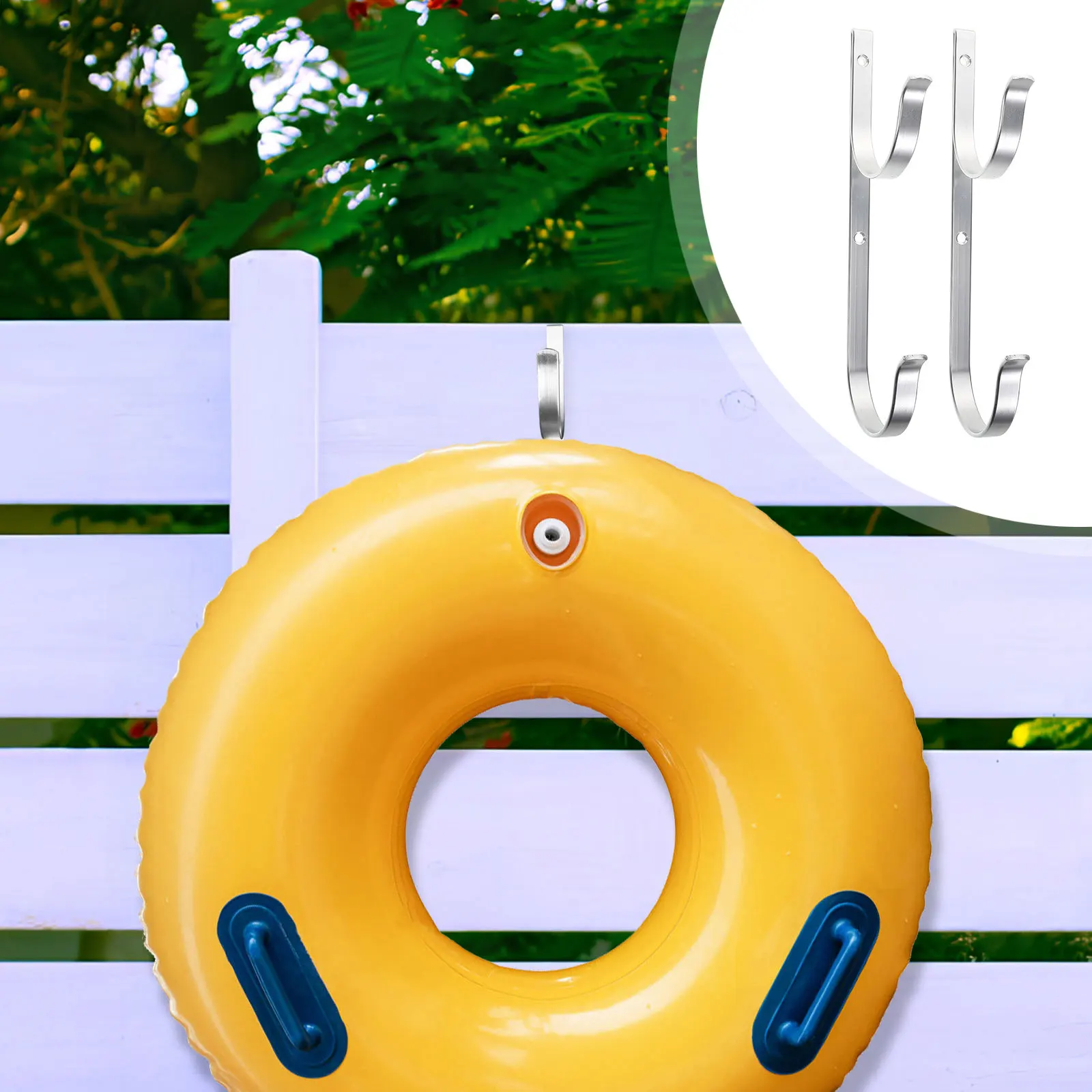 1Pair Rustproof Aluminum Pool Pole Hangers for Outdoor Pool Area Telescopic Pole Storage Skimmer Net Brush Hanging Equipment