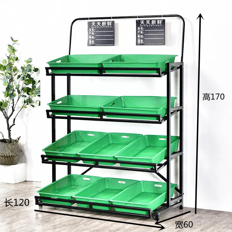 

Supermarket convenience store multi-layer shelves, double-sided fruit and