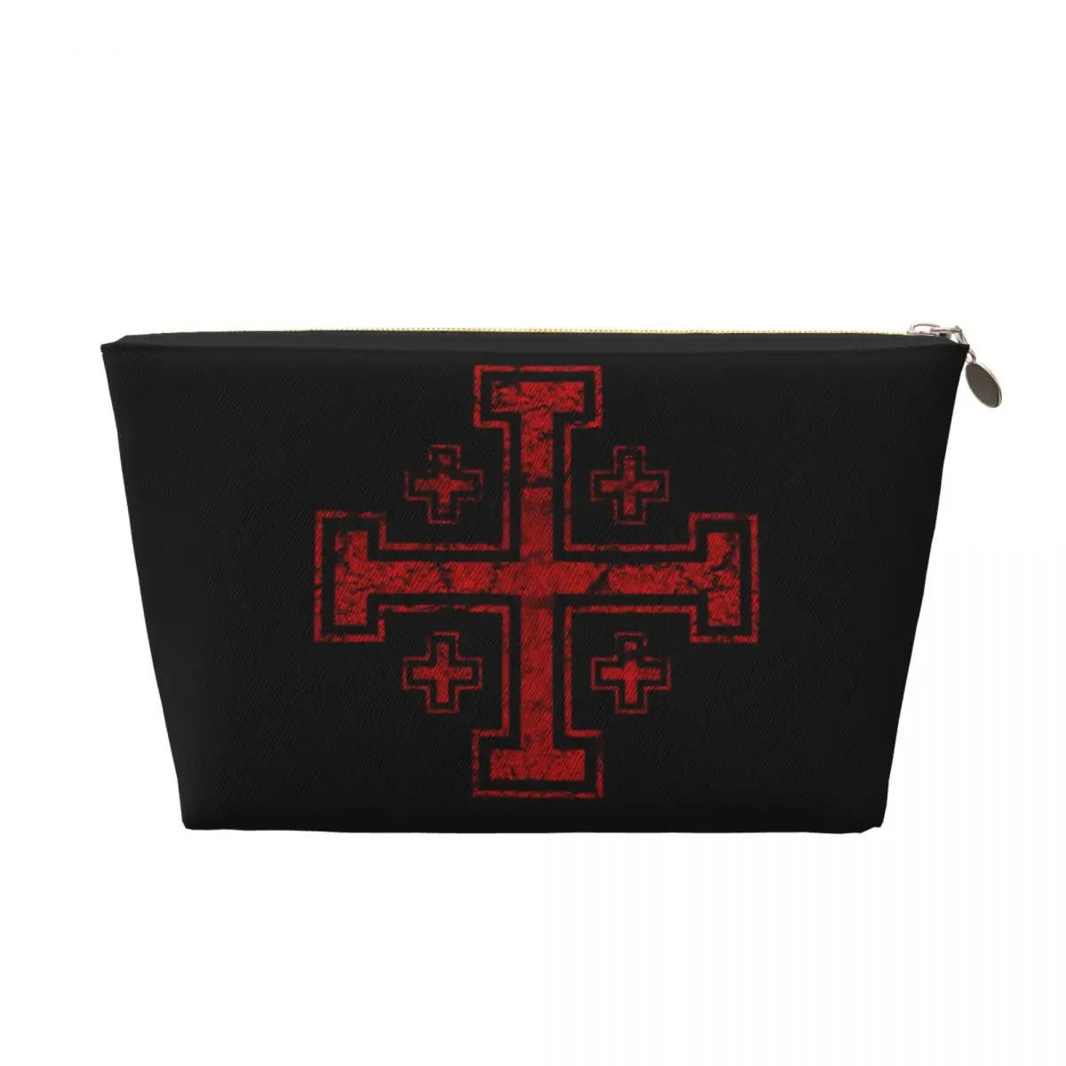 Custom Templar Knight Medieval Warrior Symbol Makeup Bag Travel Cosmetic Organizer Jerusalem Cross Seal Storage Toiletry Bags