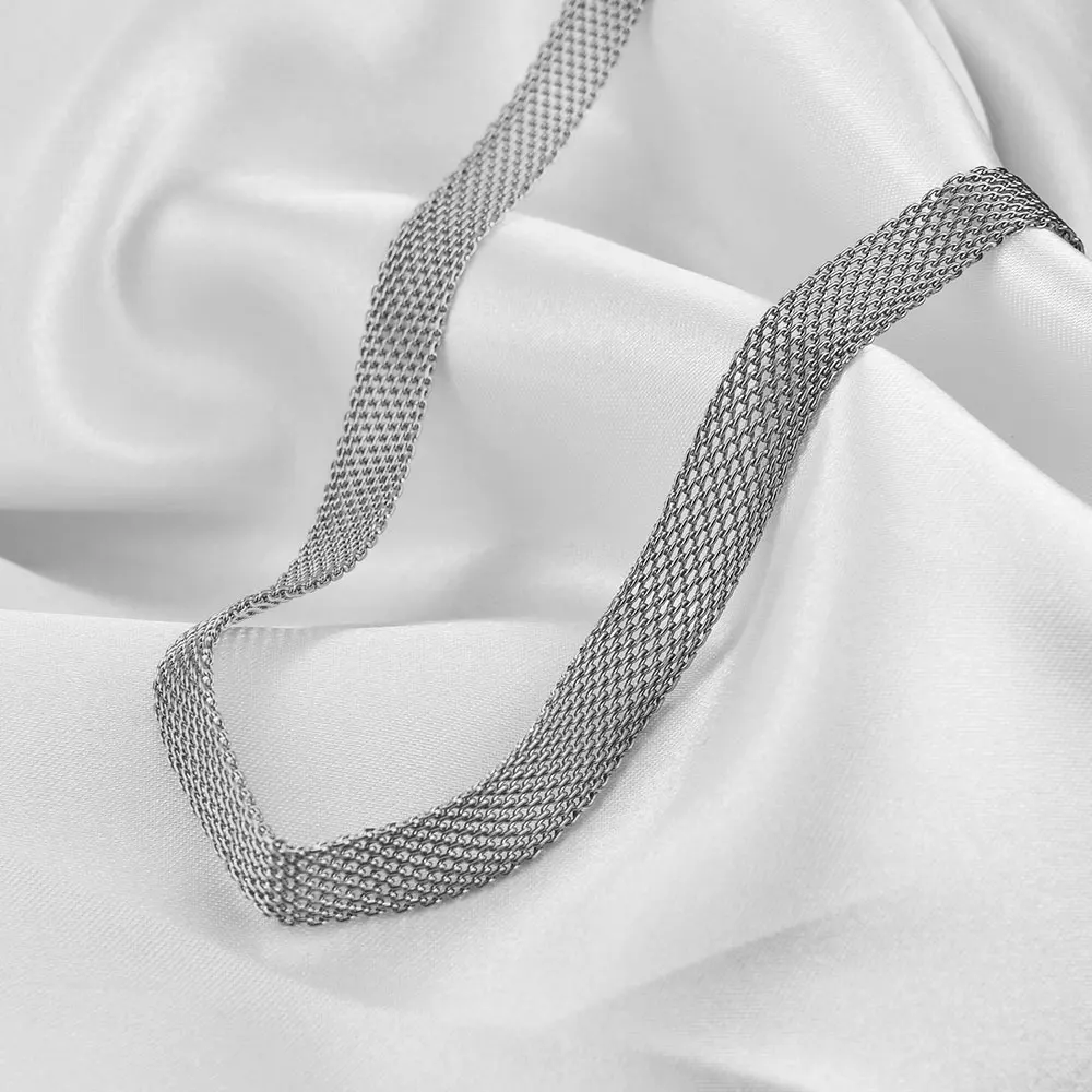 Fashion New 2022 Weaved Wide Gold Color Snake Chain Chokers For Women Stainless Steel Flat Blade Link Female Necklace Collares
