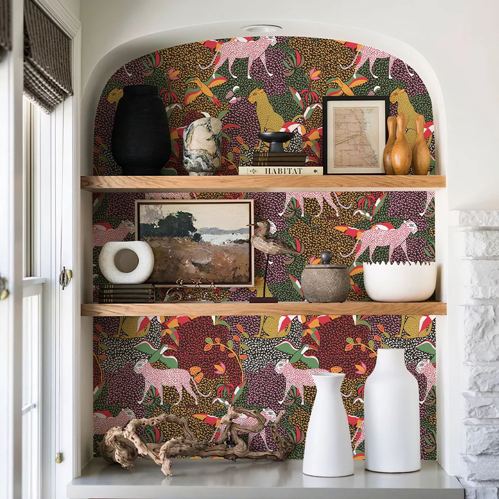 Watercolor Leopard And Tiger Wallpaper Retro Colorful Peel And Stick PVC Home Decor Vintage Furniture Vinyl Cabinet Sticker